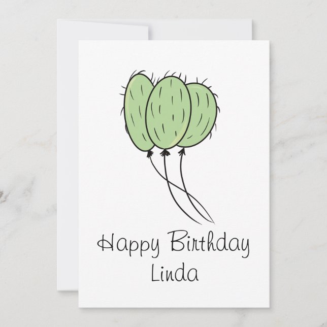 Balloon Cactus Plant Birthday Invitation (Front)
