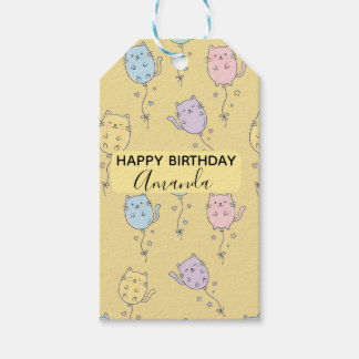 Balloon Cat Pattern Cute Minimalist Gift Tags