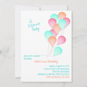 Balloon Celebration Baby Shower Invitation