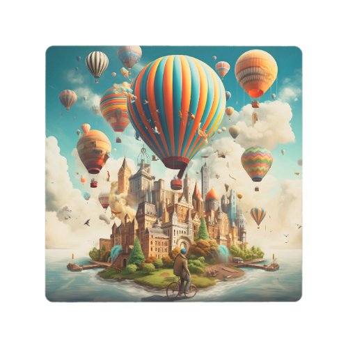 Balloon City In The Water Metal Print