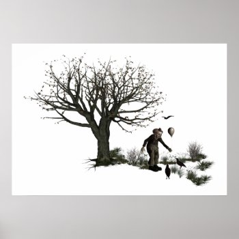 Balloon Clown Old Tree & Black Birds Original Poster by VoXeeD at Zazzle