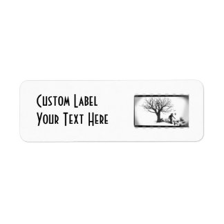 Balloon Clown & Ravens By Creepy Tree - B&W Label