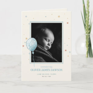 Balloon Daydream Folded 5x7 New Baby Announcement