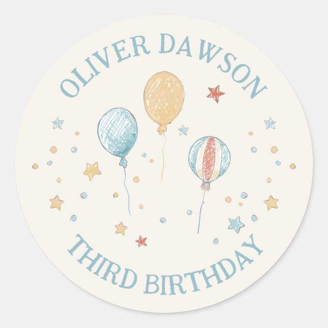 Balloon Daydream Kid's Party Personalized Sticker (Front)