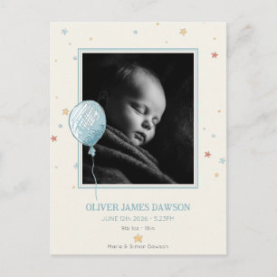 Balloon Daydream New Baby Announcement Postcard