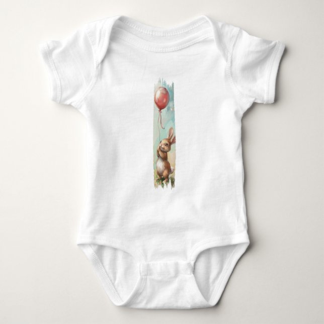 Balloon Daydreams Rabbit Brushstroke Paint Baby Bodysuit (Front)