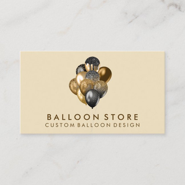 Balloon Decor Boho rustic gold sparkle Business Card