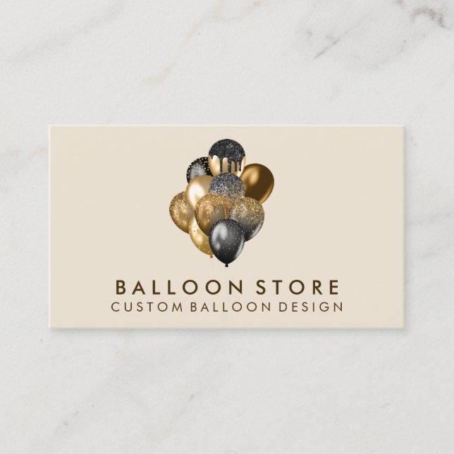 Balloon Decor ivory brown Party Business Card (Front)
