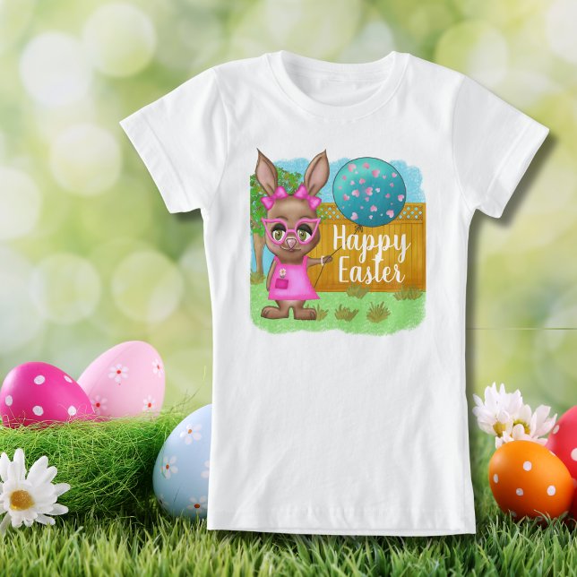 Balloon Diva Bunny Funny Pink Glasses Easter T-Shirt (Creator Uploaded)