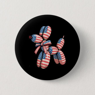 Balloon Dog Balloon Twisting 4th of July American Button