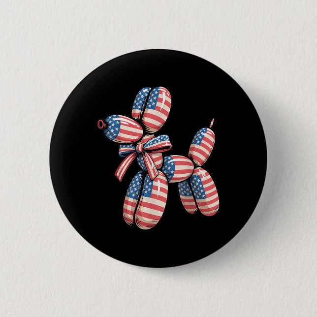 Balloon Dog Balloon Twisting 4th of July American Button (Front)