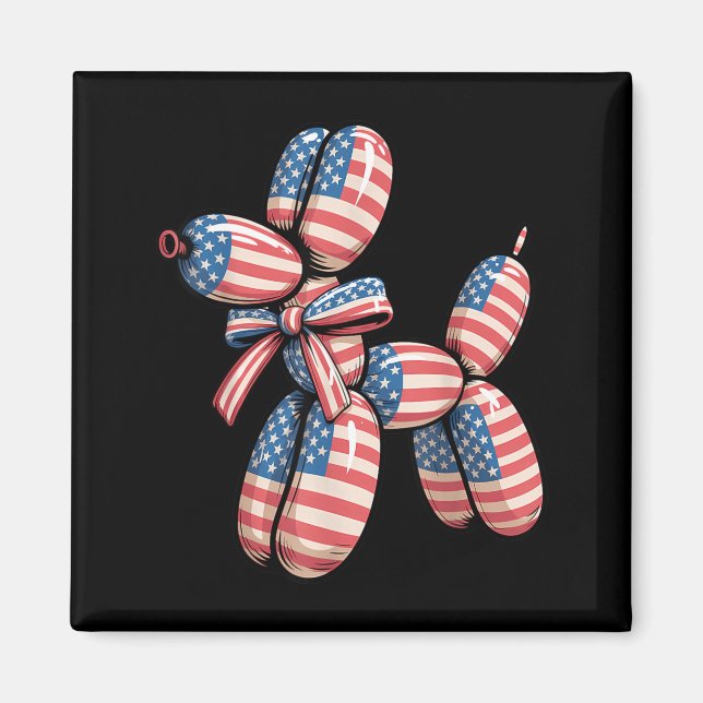 Balloon Dog Balloon Twisting 4th of July American Magnet (Front)