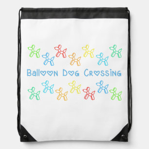 Balloon Dog Crossing Drawstring Bag