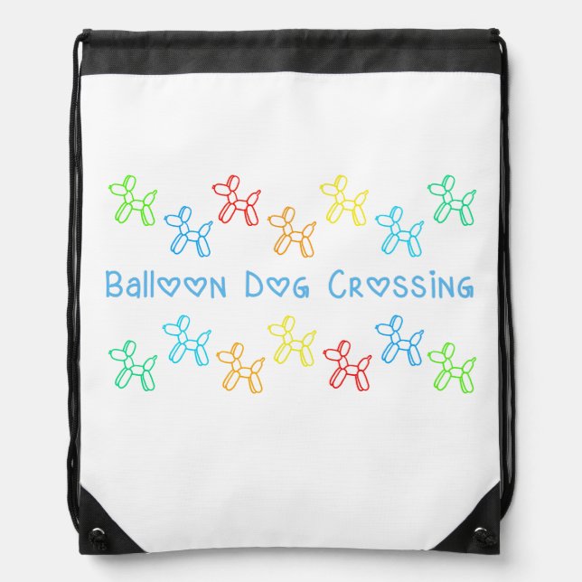 Balloon Dog Crossing Drawstring Bag (Front)
