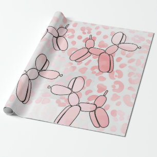 Balloon Dog Leopard Pink Pattern Wrapping Paper