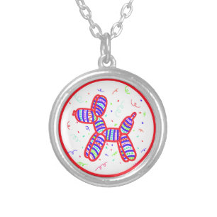 Balloon Dog Party Silver Plated Necklace