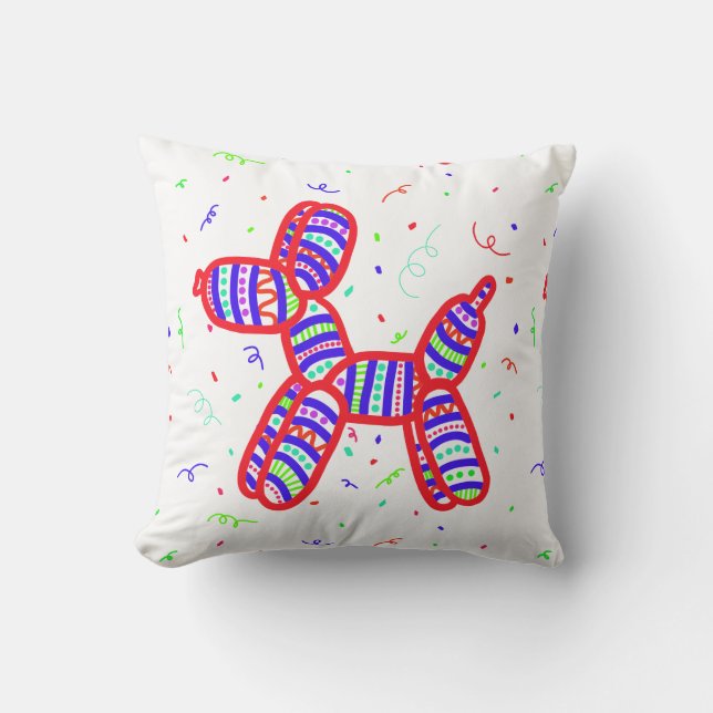Balloon Dog Party Throw Pillow (Front)