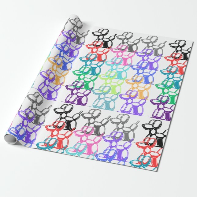 Balloon Dog Wrapping Paper Multi Color (Unrolled)