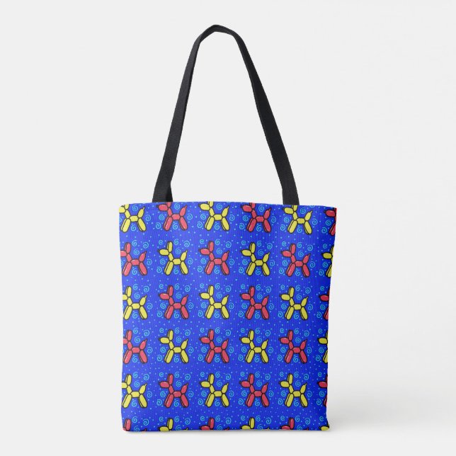 Balloon Dogs Tote in Blue, Red, Yellow and Teal Bag (Back)
