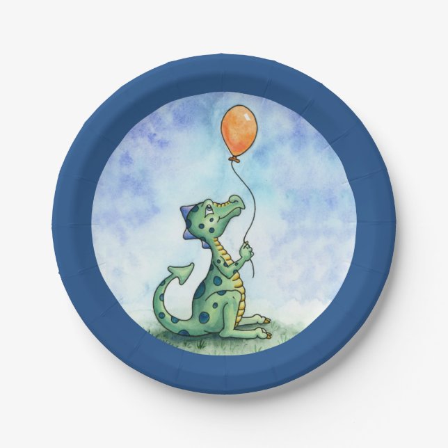 Balloon Dragon 7" Paper Plate (Front)