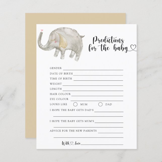 Balloon Elephant - baby predictions and advice (Front/Back)