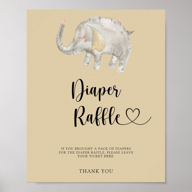 Balloon Elephant diaper raffle poster (Front)