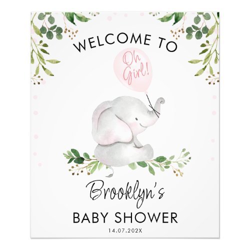 Balloon Elephant Foliage Baby Shower Welcome Sign