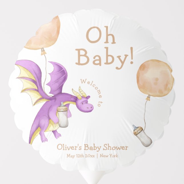 Balloon Fairy Dragon Bottle Baby Shower Welcome (Front)