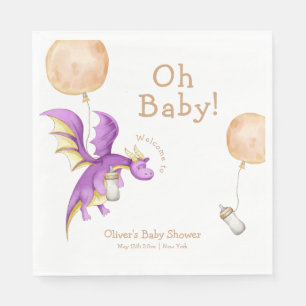 Balloon Fairy Dragon Bottle Baby Shower Welcome Napkins