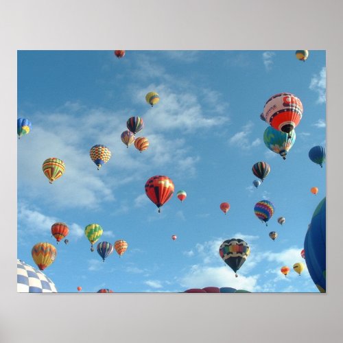 Balloon fiesta in the morning poster