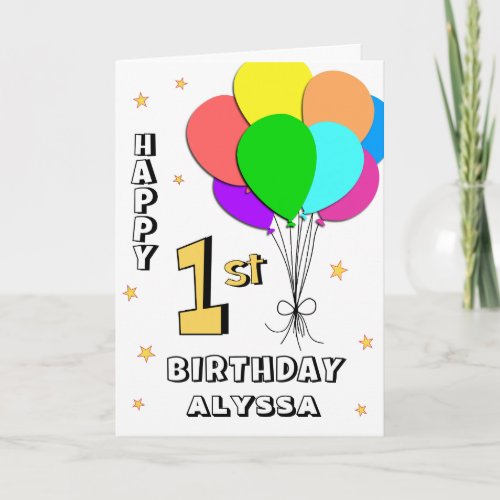 Balloon Filled 1st Birthday Card