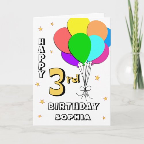 Balloon Filled 3rd Birthday Card