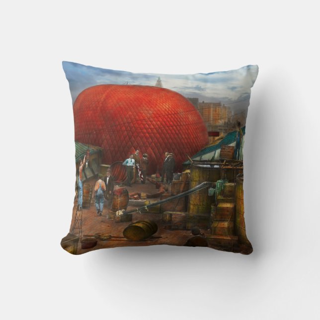 Balloon - Filling balloon on Wanamaker's  - 1911 Throw Pillow (Front)