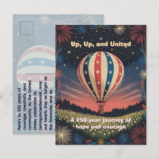 Balloon Fireworks 1776–2026 Backyard Party Invite! Postcard (Front/Back)