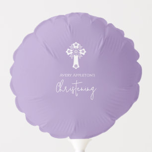 Balloon Floral Cross Christening Lilac