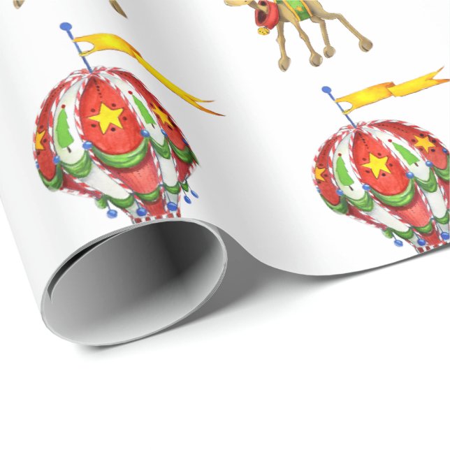 Balloon Flying Reindeer Wrapping Paper (Roll Corner)