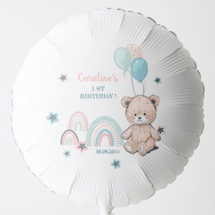 Balloon for 1st birthday with cute teddy bear.
