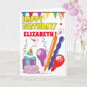 BALLOON fun kids happy birthday Card