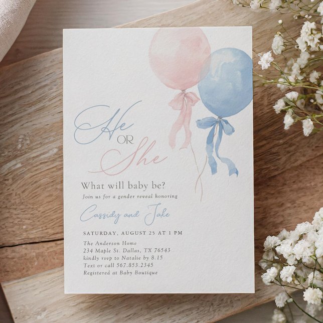 Balloon Gender Reveal Invitation (Creator Uploaded)