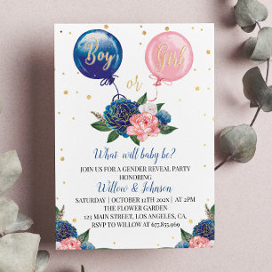 Balloon Gender Reveal Invitation Boy Or Girl
