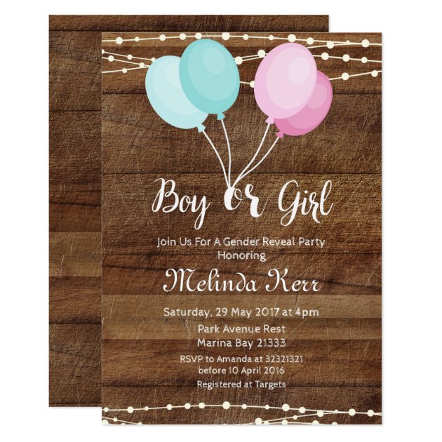 Balloon Gender Reveal Party Invitation