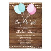 Balloon gender reveal party invitation