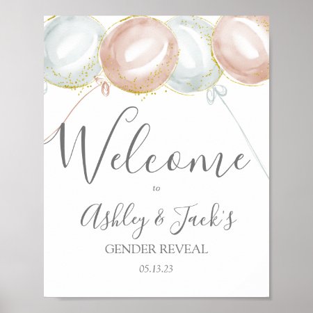 Balloon Gender Reveal Welcome Poster