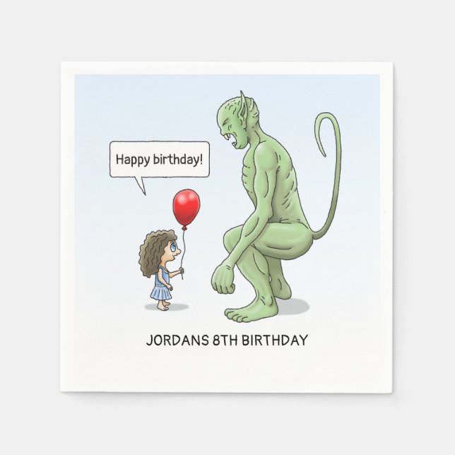 Balloon Girl and Goblin Napkins (Front)