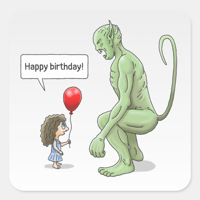 Balloon Girl and Goblin Square Sticker (Front)