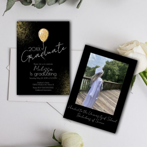 Balloon Glitter College Highschool Graduation Invitation