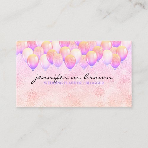 Balloon Glitter Wedding Birthday Party Event Business Card