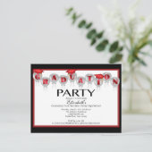 Balloon Graduation Party Invitation Red Grad Cap (Standing Front)