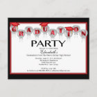 Balloon Graduation Party Invitation Red Grad Cap