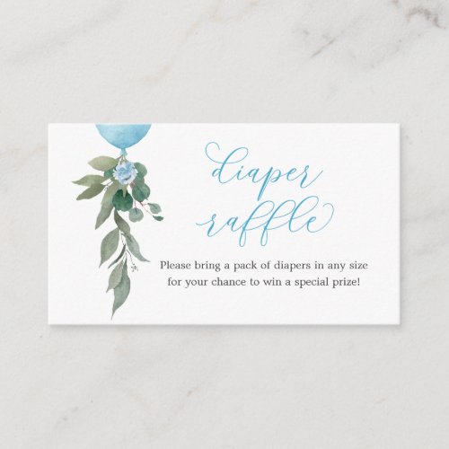 Balloon Greenery Diaper Raffle Baby Shower Enclosure Card